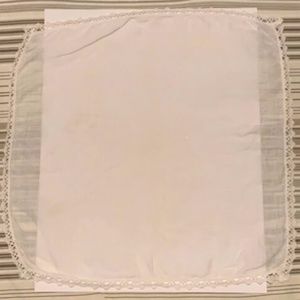 3 Vintage White + Pink Handkerchiefs Lace Trim Embroidered Flowers